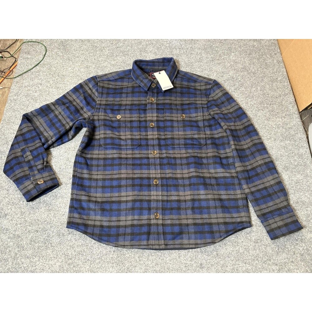 UNTUCKit Shirt Mens 2XL Blue Plaid Long Sleeve Flannel Button-Up Pockets Casual